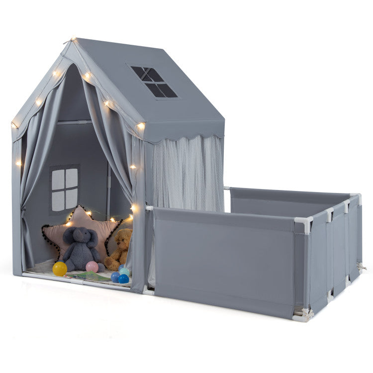 Kids reading tent with lights and play mat