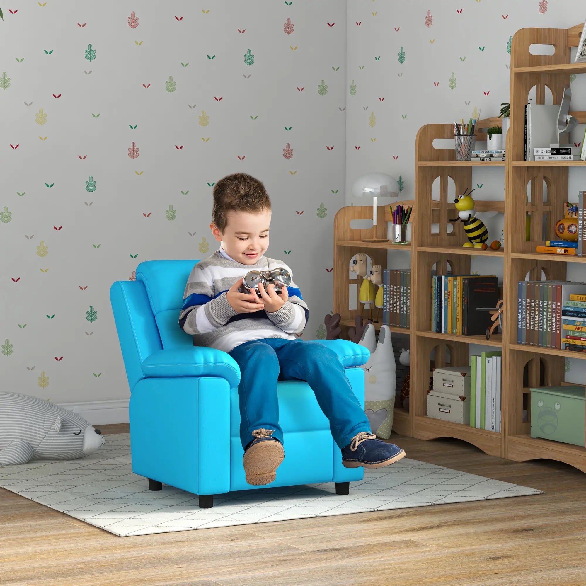 Kids recliner chair with adjustable footrest