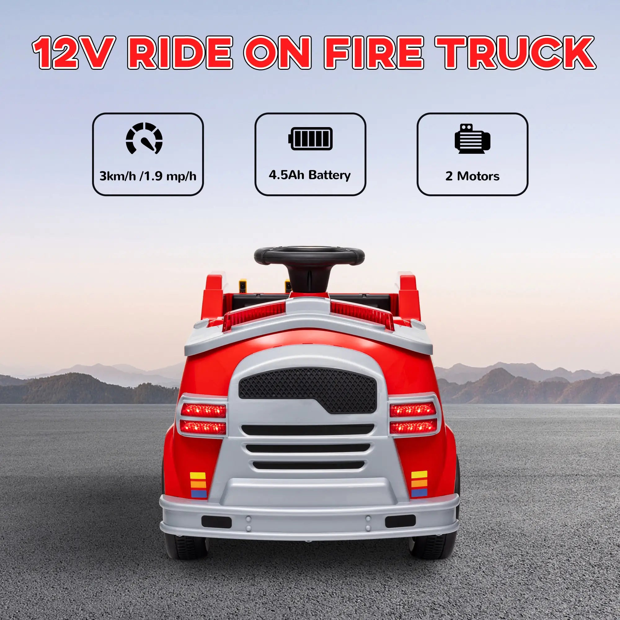 Ride-on rescue fire truck toy suitable for indoor and outdoor play