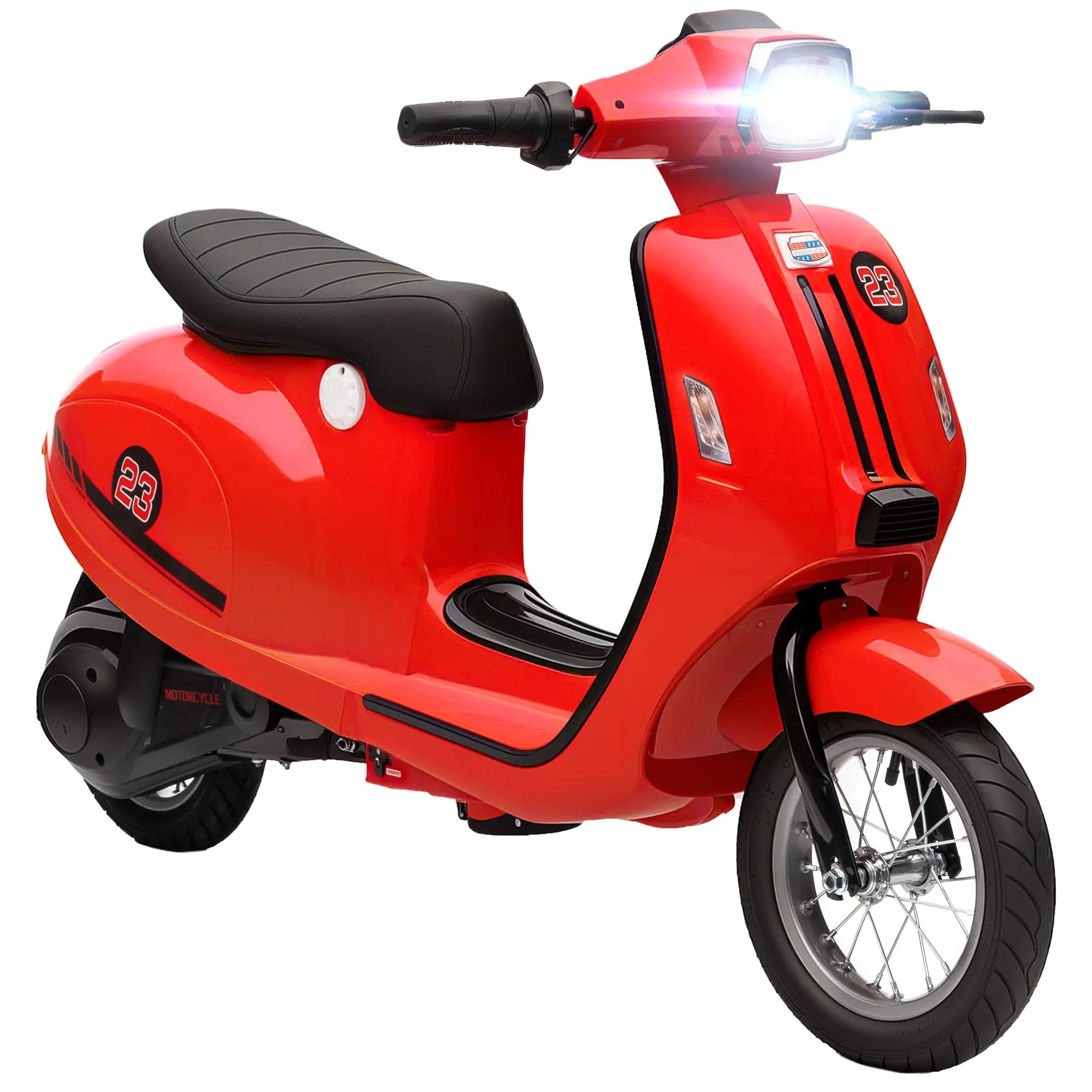 Comfortable seat on kids electric motorcycle