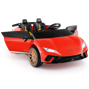 Red toy sports car with black interior on a white background