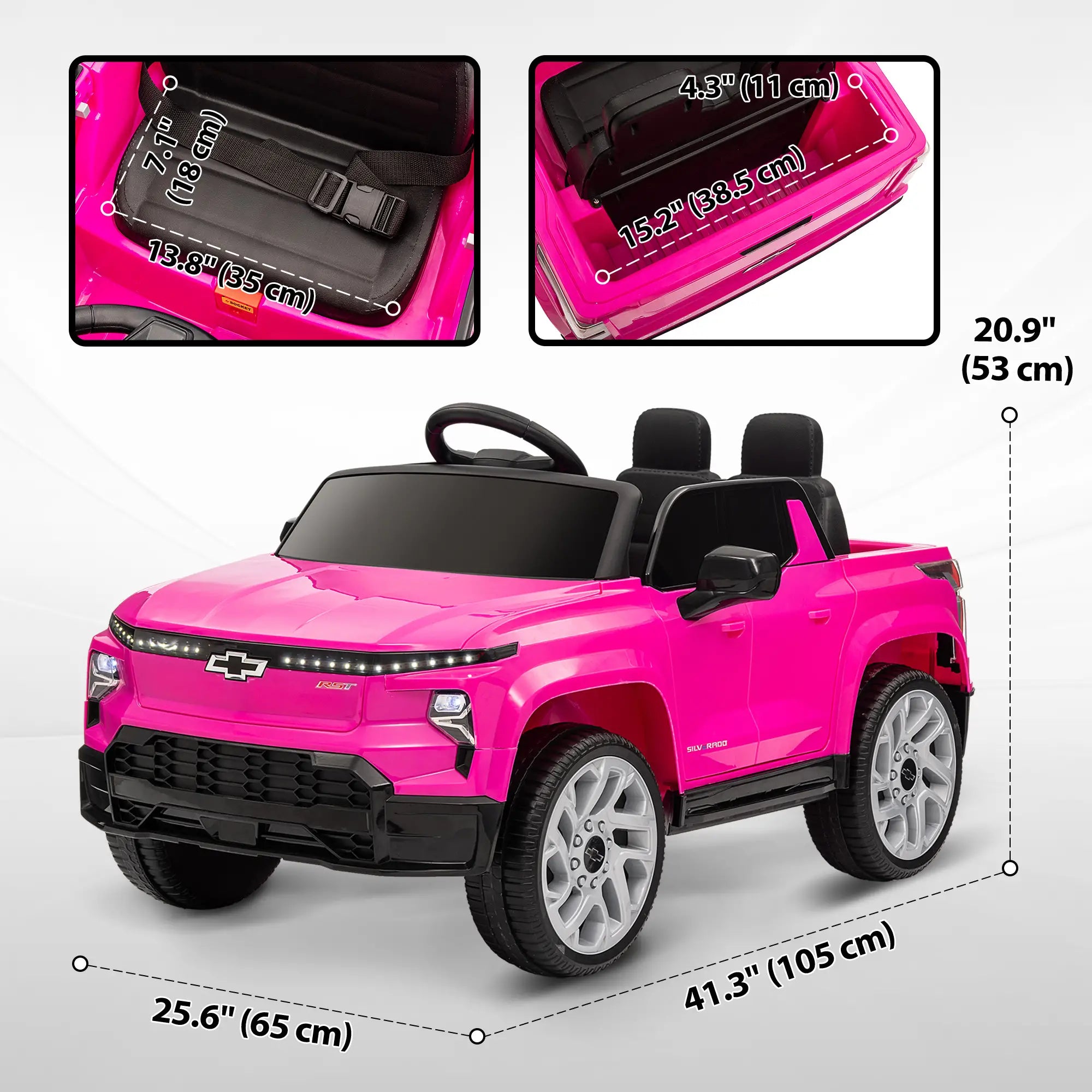 Kids’ electric ride-on truck with remote control and training wheels