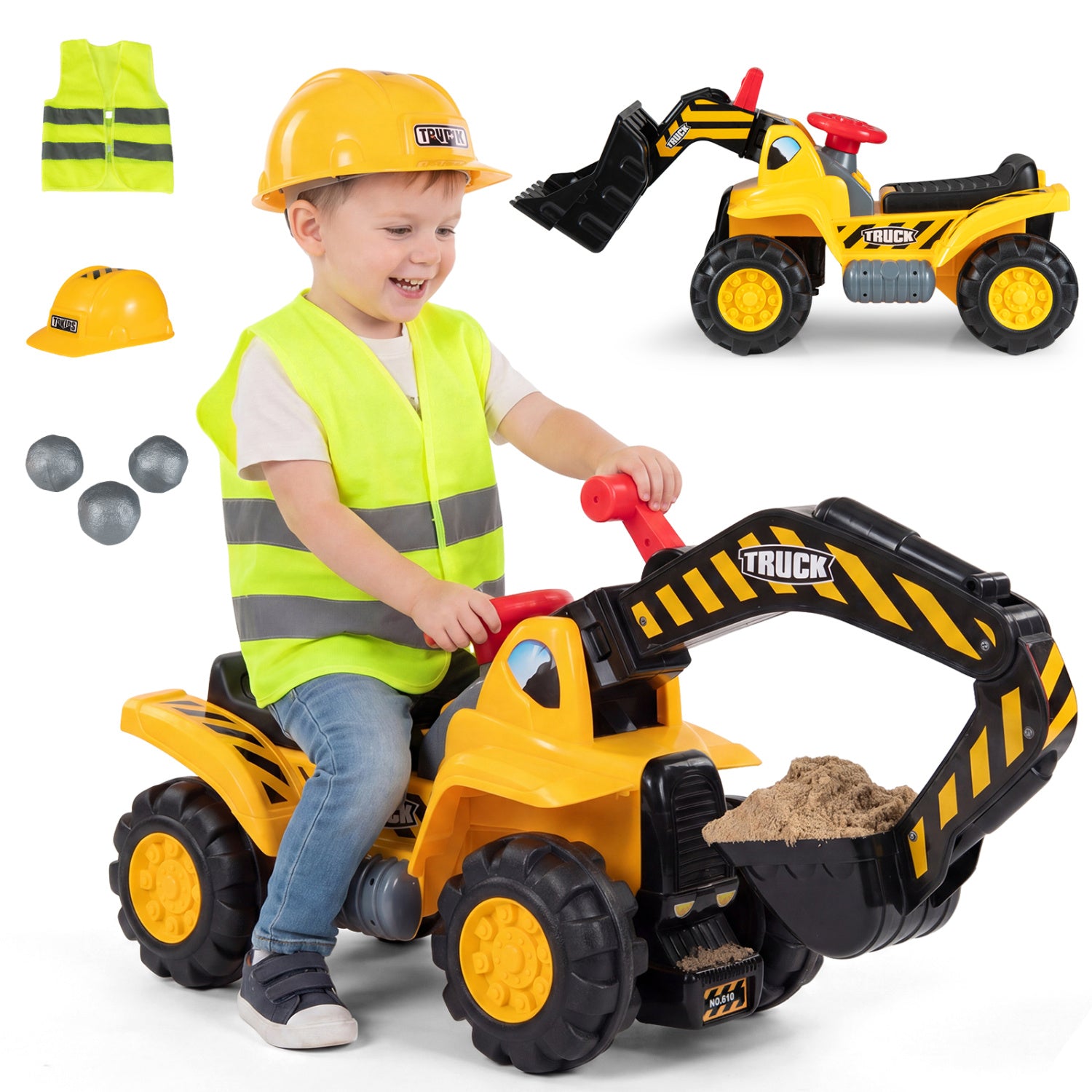 kids ride on excavator bulldozer full product view