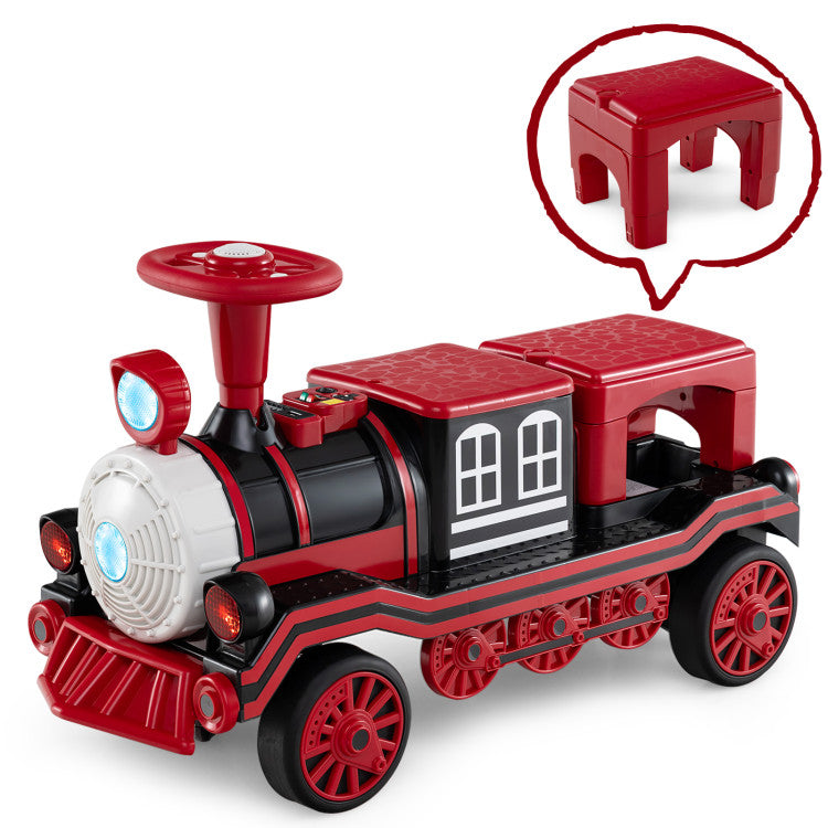 kids ride on train with whistle and music