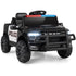 Children's toy police car with lights on a white background