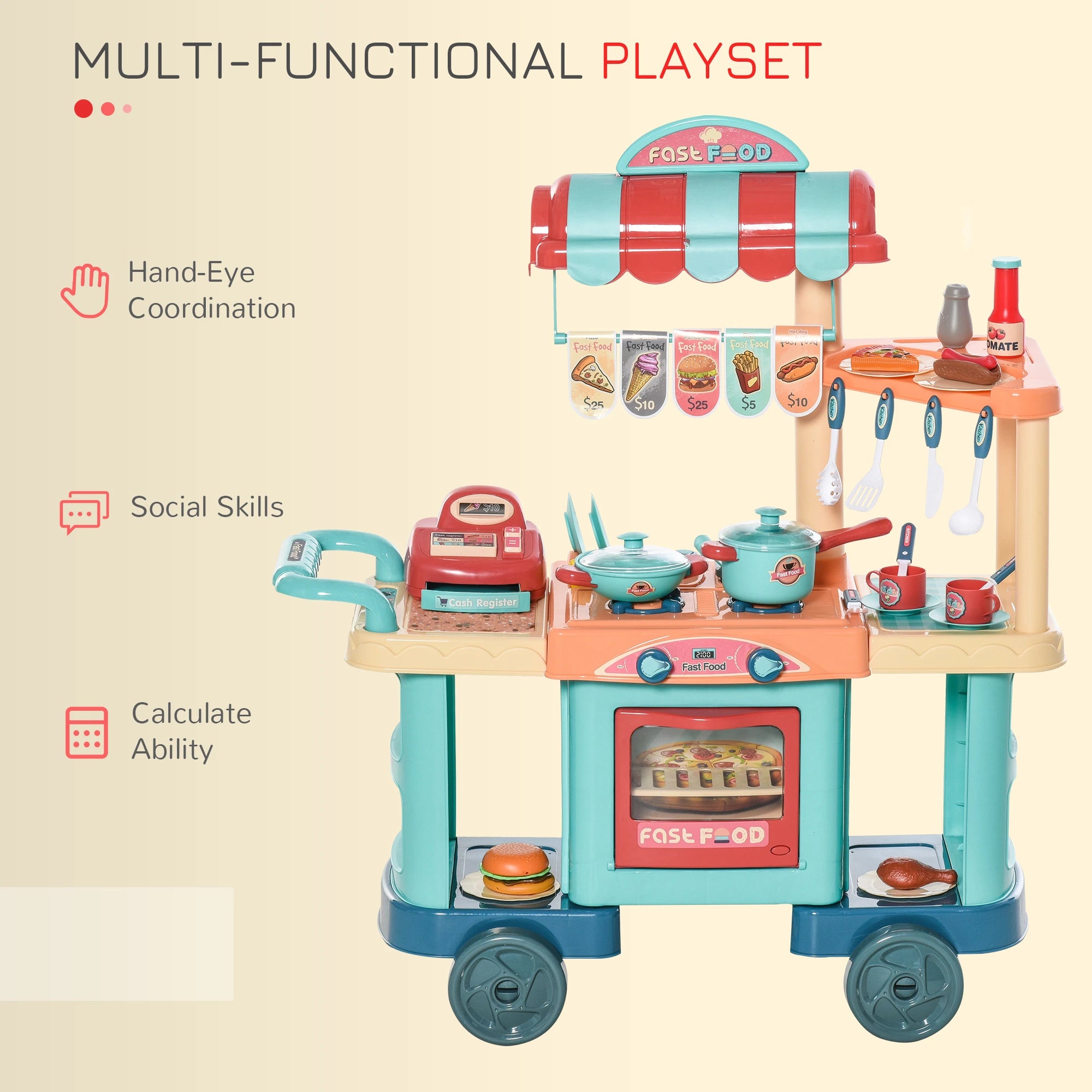 Kids roleplay kitchen and store combo playset