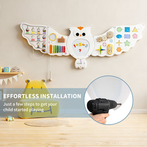 Kids sensory activity wall with STEM-inspired learning games