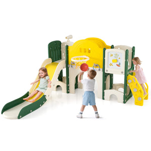 Indoor toddler slide and climber playset with multiple activities
