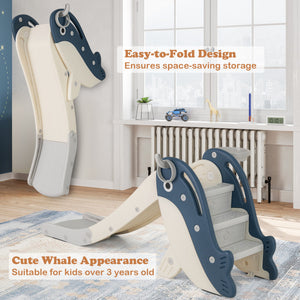 Children's slide with whale design in a room setting