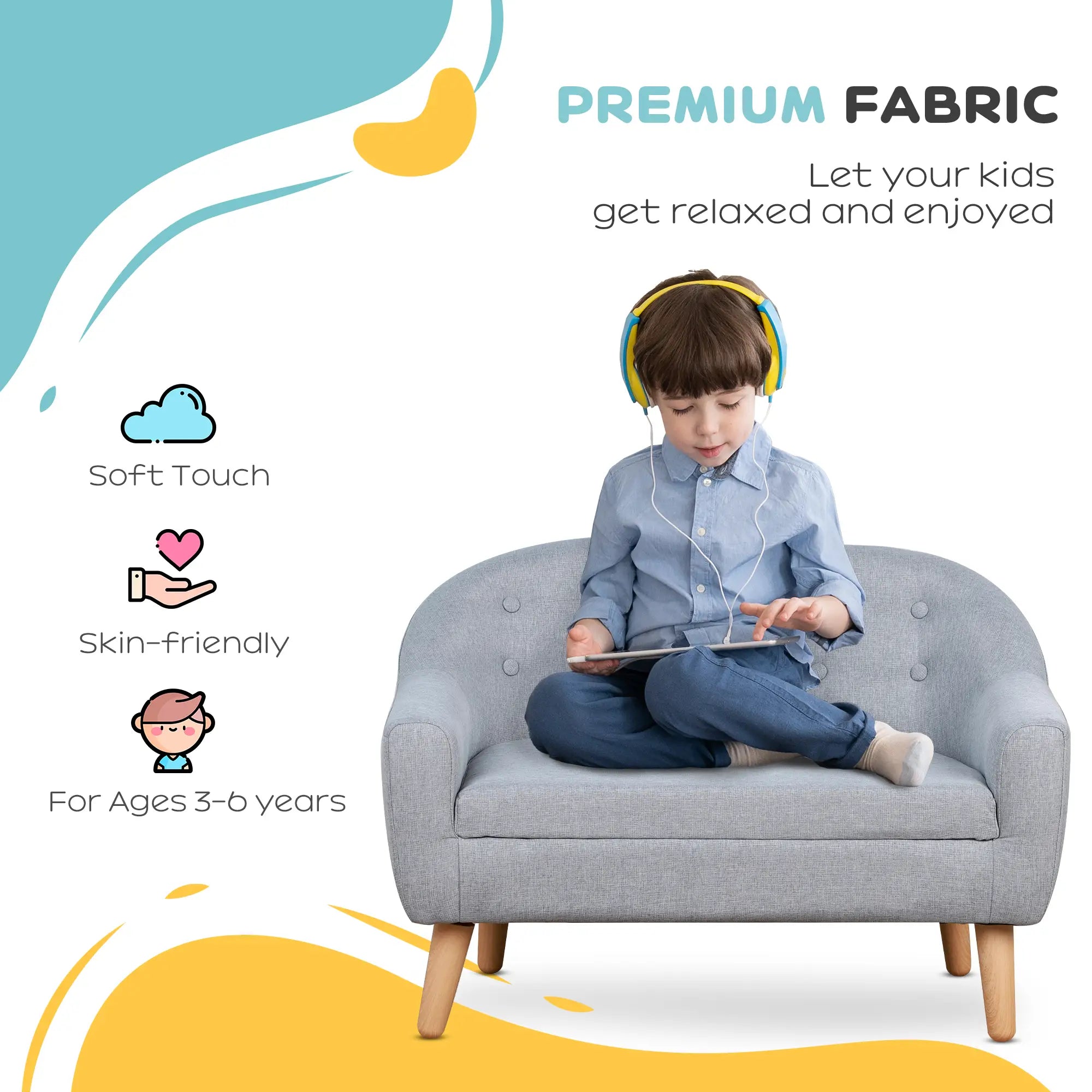 Soft foam cushions on toddler sofa