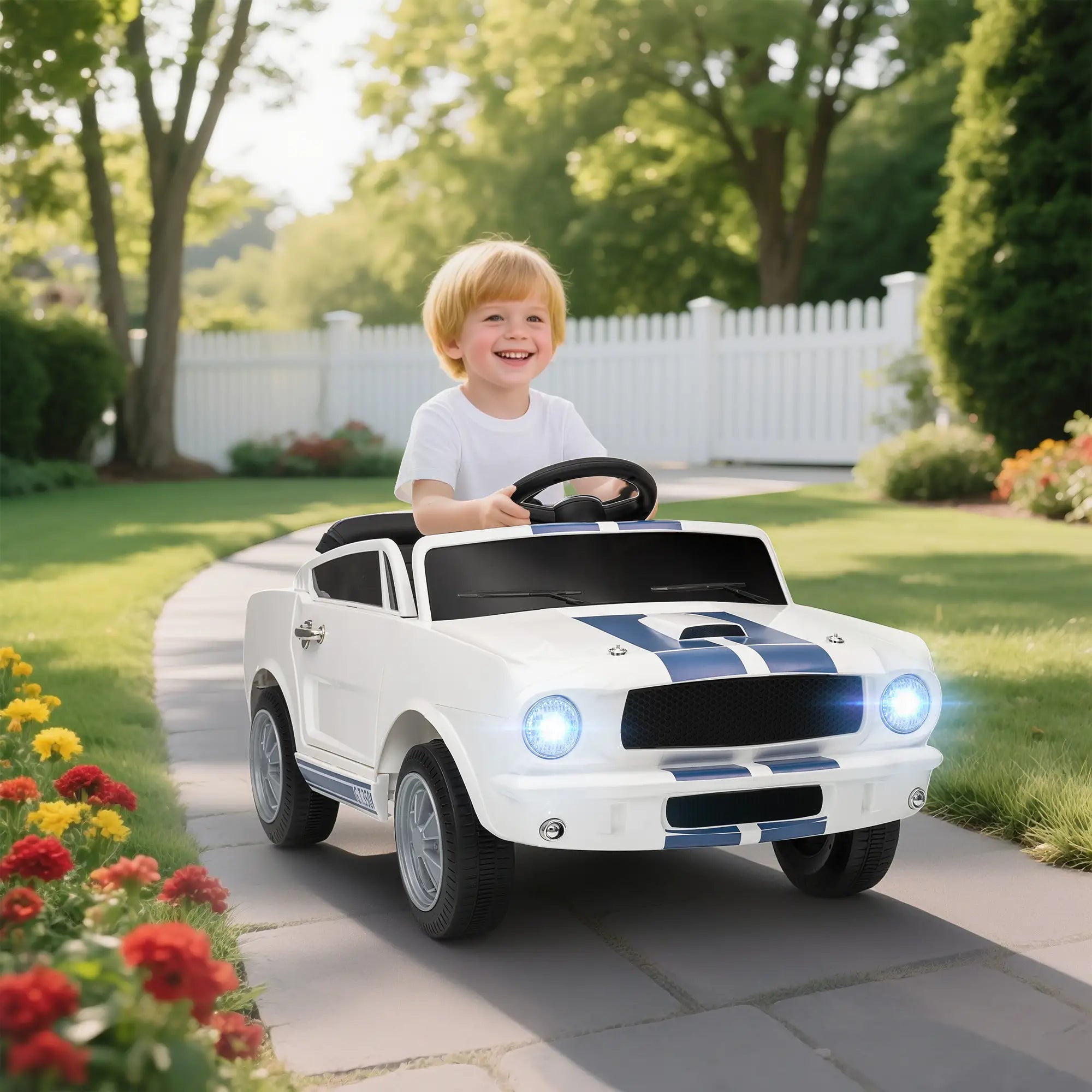 Ride-on sports car for kids with detailed body design