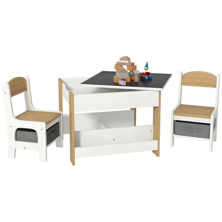 Kids table and chair set with reversible tabletop