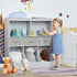Kids toy storage organizer with bookshelf and drawers