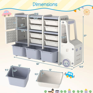 Truck-shaped toy chest with multiple storage compartments