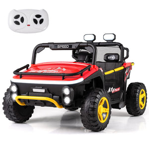 Toy off-road vehicle with remote control on a white background