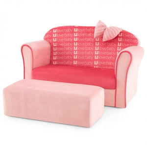 Kids velvet sofa chair with ottoman