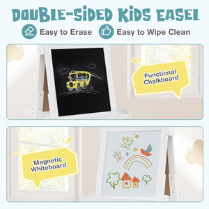 Whiteboard and chalkboard combo easel for children