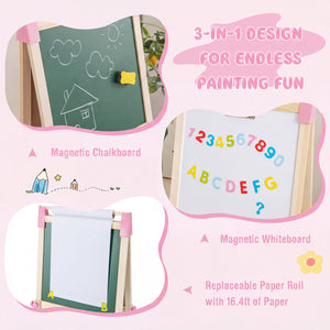 Double-sided whiteboard and chalkboard easel for children