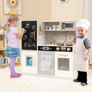 Wooden pretend kitchen set for boys and girls ages 3 to 6