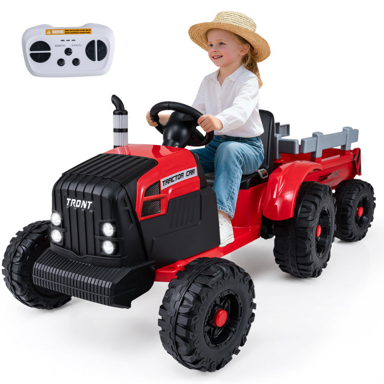 Kids construction ride on tractor with detachable trailer