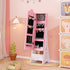 Kids Jewelry Cabinet with Full-Length Mirror and Foldable Storage Drawer