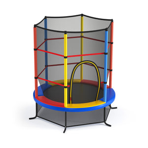 55 Inch Kids Trampoline with Enclosure Net – Recreational Bouncing Jumping Mat