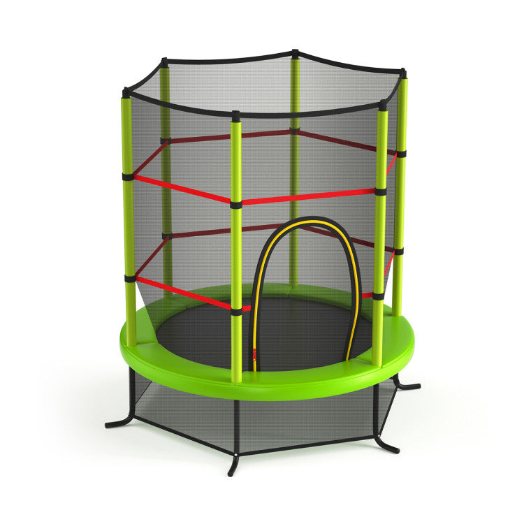 55 Inch Kids Trampoline with Enclosure Net – Recreational Bouncing Jumping Mat