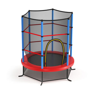 55 Inch Kids Trampoline with Enclosure Net – Recreational Bouncing Jumping Mat