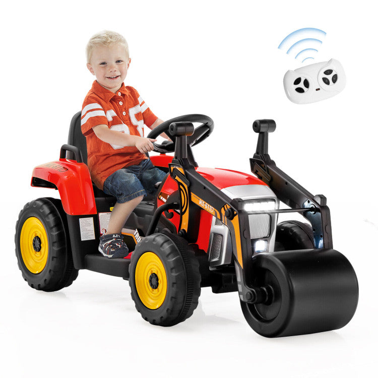 Kids ride-on road roller with LED headlights