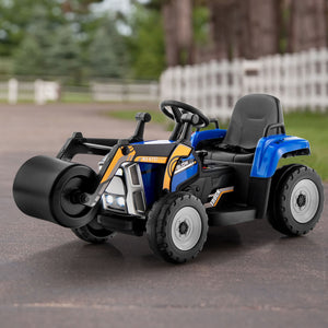 Ride-on road roller with adjustable safety belt for kids