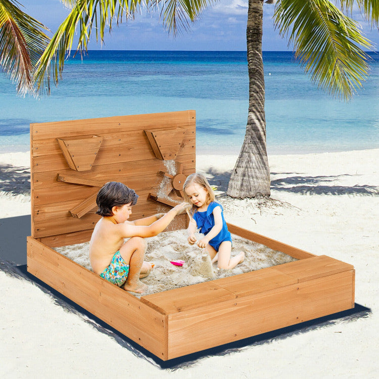 Kids sandbox with cover and benches