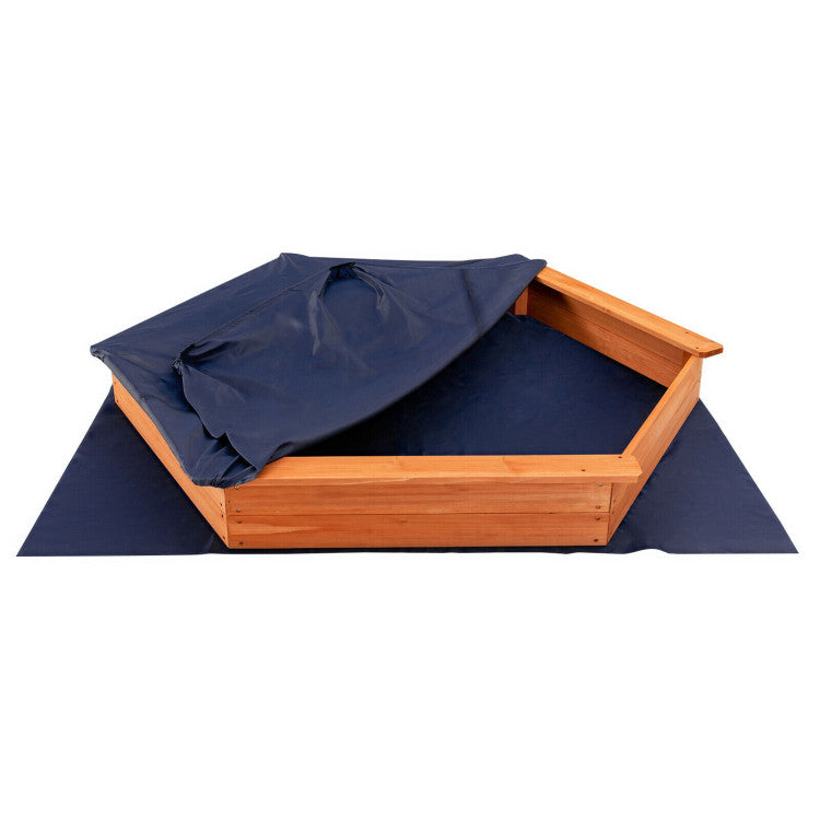 Kids sandbox accessories with benches and cover