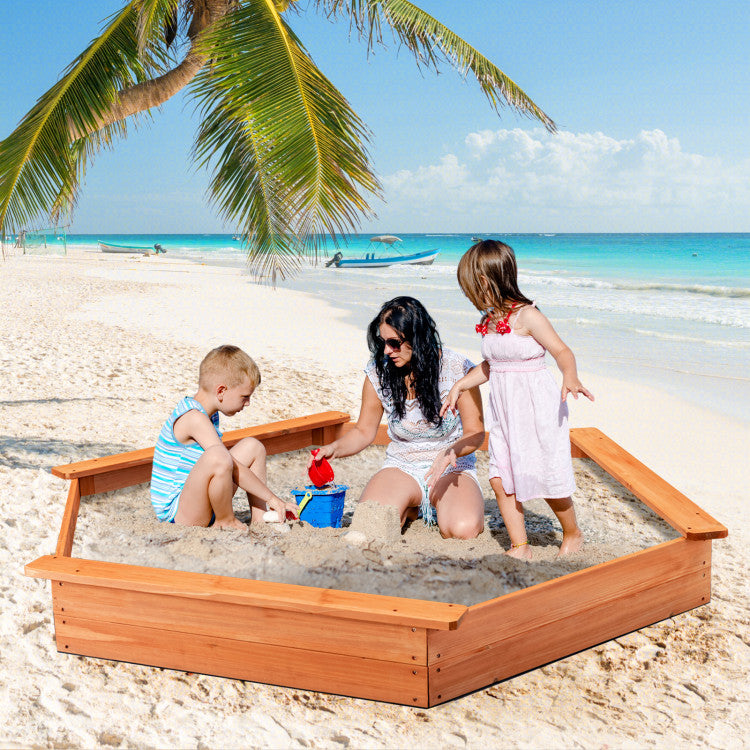 Kids sandbox set with cover and seat boards