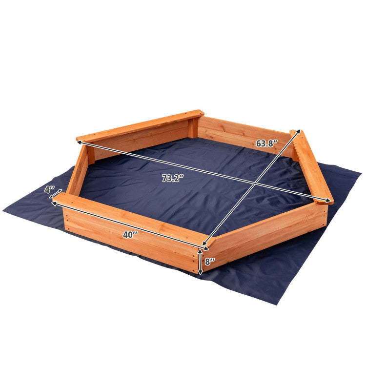 Kids sandbox tool kit stored in backyard sandbox