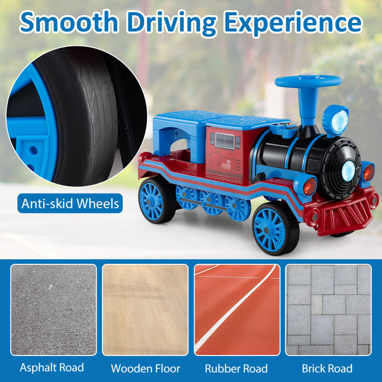 Kids train toy shown with removable track design