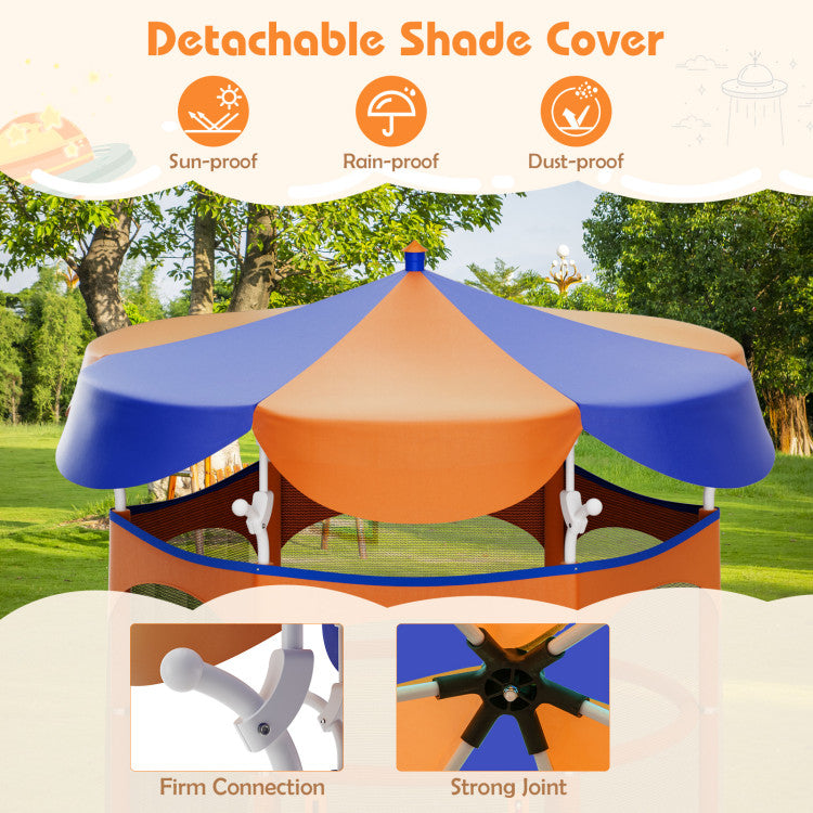 64" Kids Trampoline with Detachable Canopy & Safety Enclosure Net – Outdoor Fun Gear