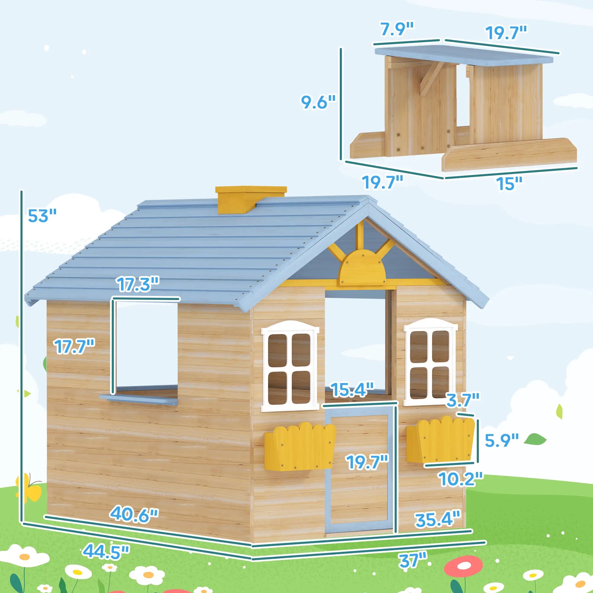 Kids wooden playhouse with working door and windows