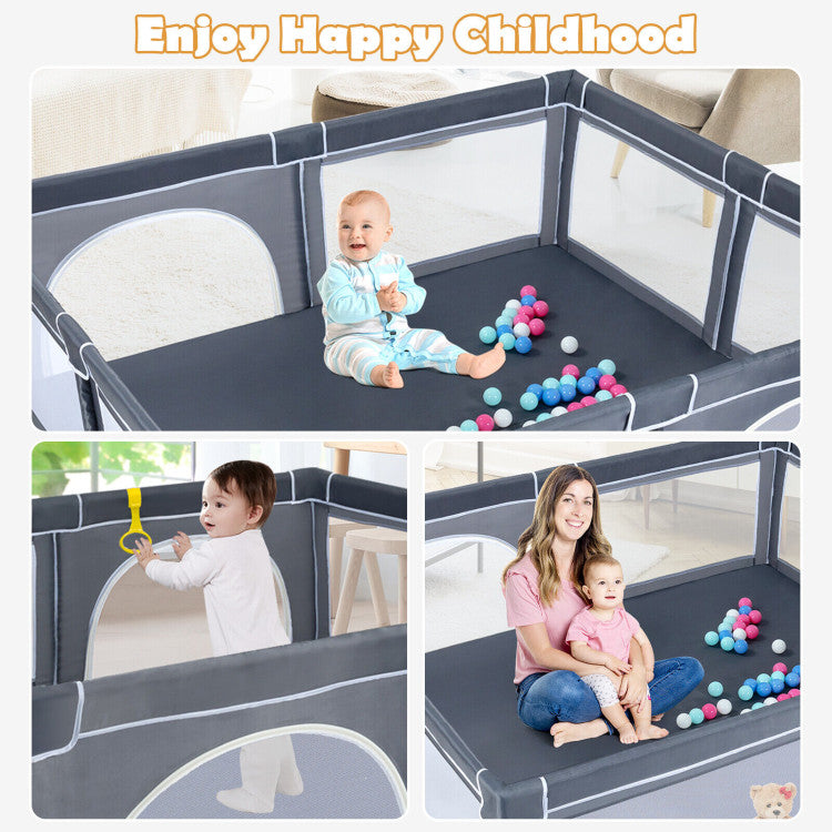 Large Baby Playpen with 50 Ocean Balls – Safe Infant Play Center Yard