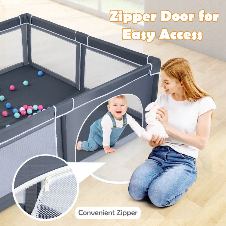 Large Baby Playpen with 50 Ocean Balls – Safe Infant Play Center Yard