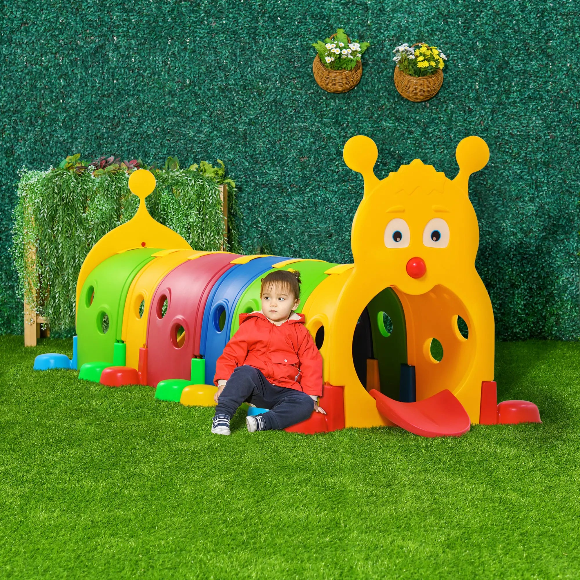 Child playing with a colorful play