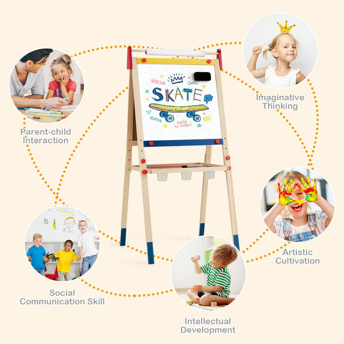 Magnetic learning board with alphabet stickers for children