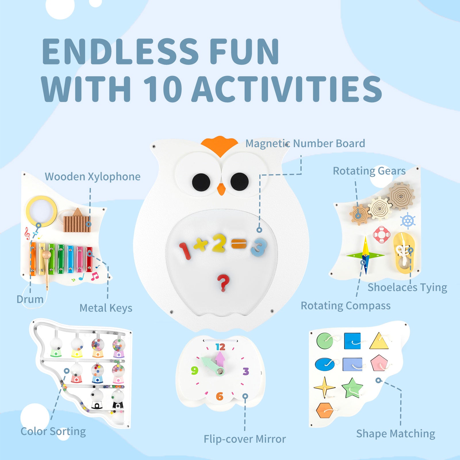 Magnetic whiteboard with number magnets for early math learning