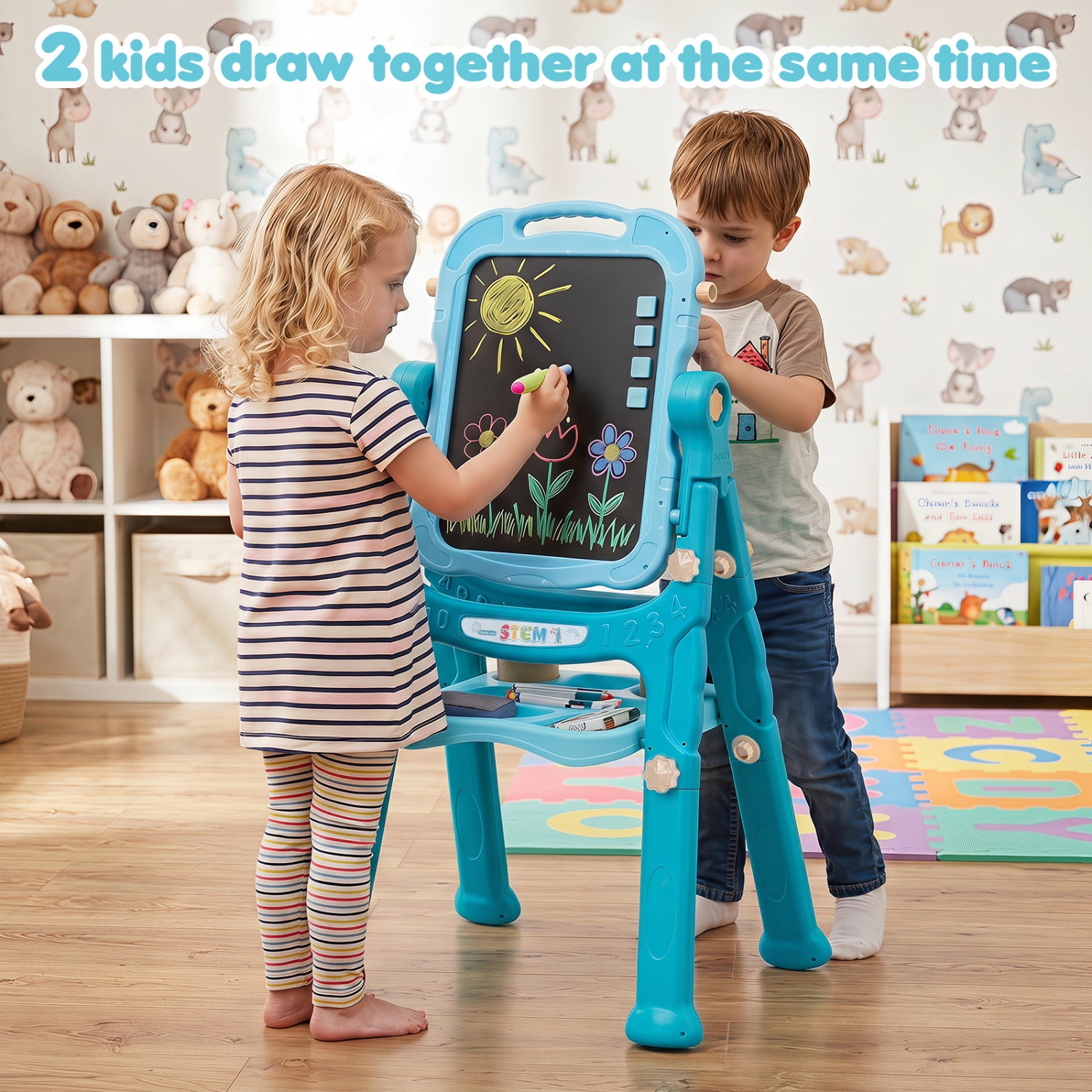 Magnetic whiteboard easel for children's drawing and learning2