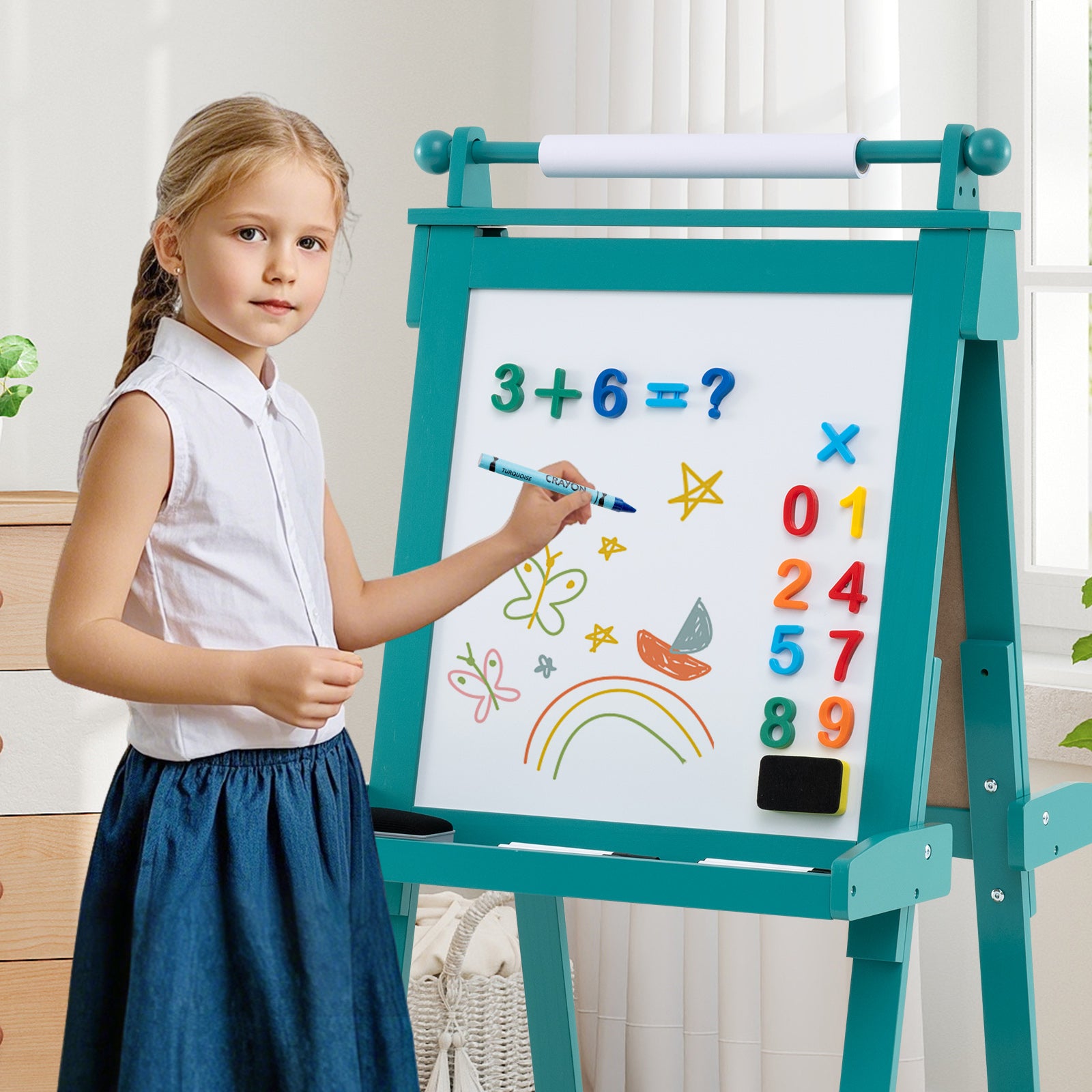 Magnetic whiteboard easel for kids drawing and learning1