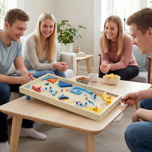Mechanical wooden pinball table with spring launcher