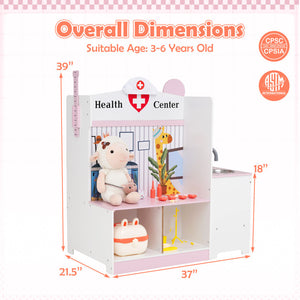 Children's doctor play station with adjustable height bar