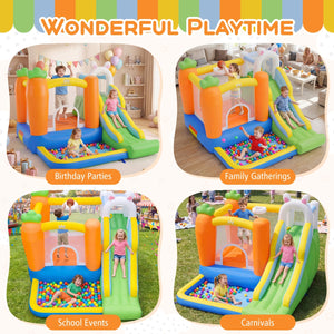 Protective mesh walls surrounding the bounce area