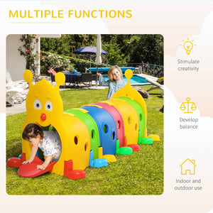 Colorful caterpillar-shaped slide with children playing outdoors, labeled 'Multiple Functions'.