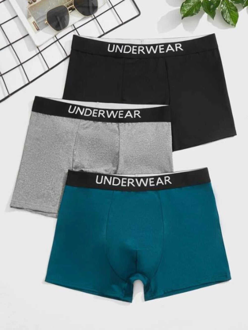 Men 3pcs Letter Tape Waist Boxer Brief