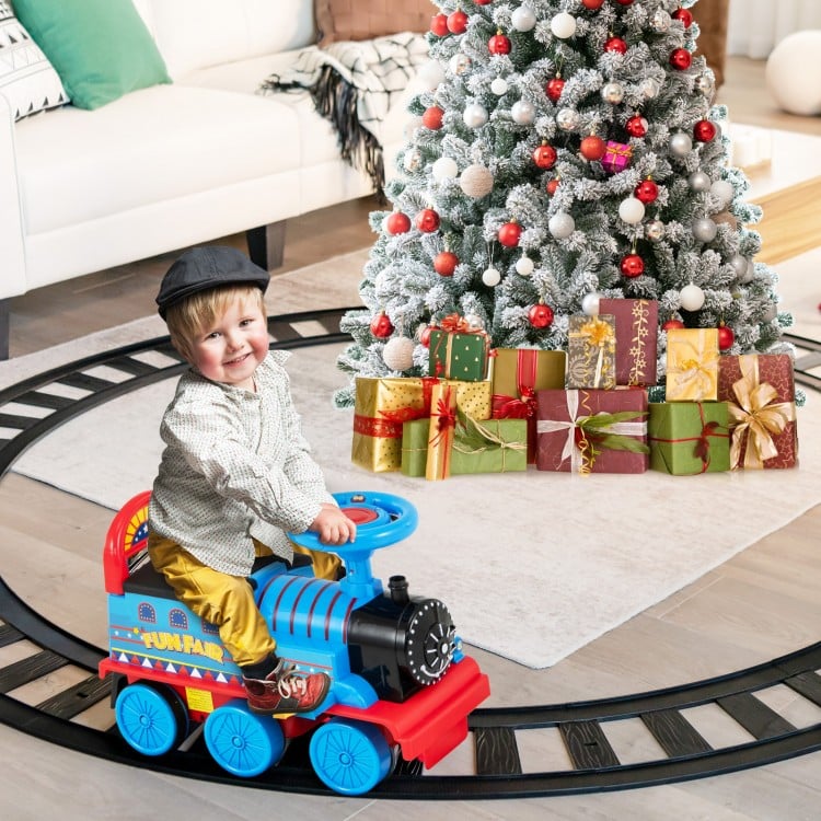 6V ride-on toy train with tracks